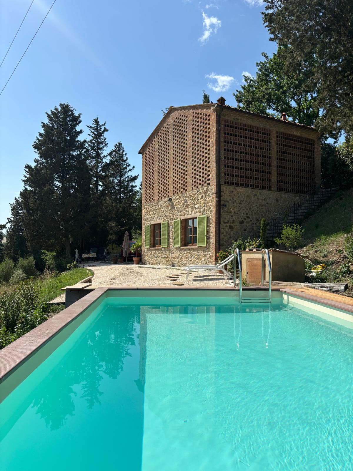 The private pool at Casa Brunelli overlooking the Tuscan valley